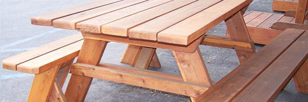 Patio Furniture Redwood Swings Bridges Picnic Tables